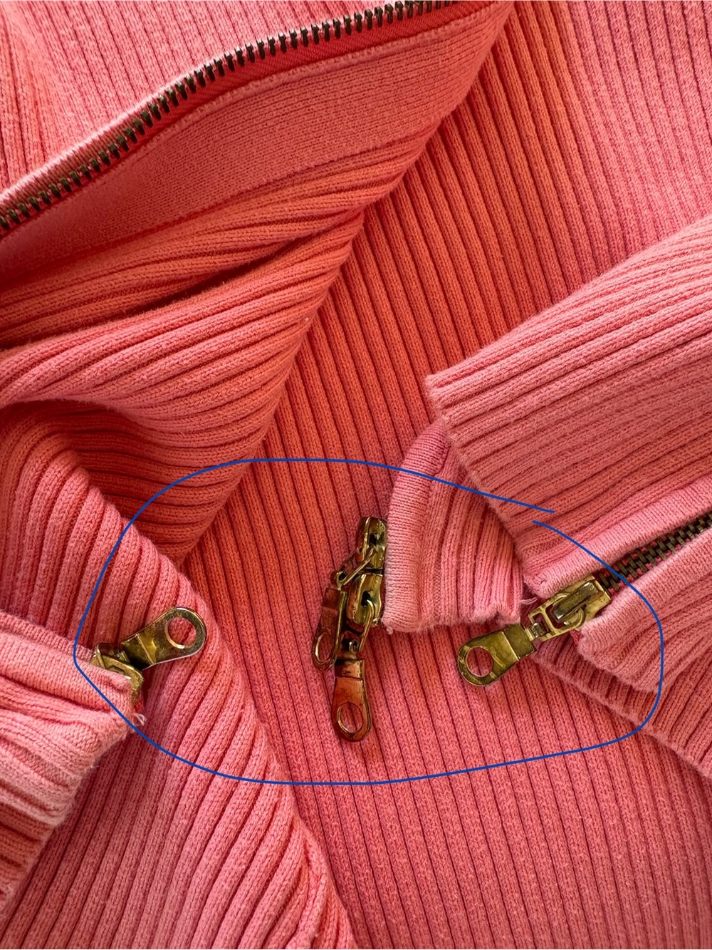 Coral Zip-Front thick Ribbed Sweater - Picture 8 of 8